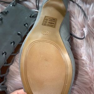 Grey/Gray Strappy High Heeled Booties SZ 9